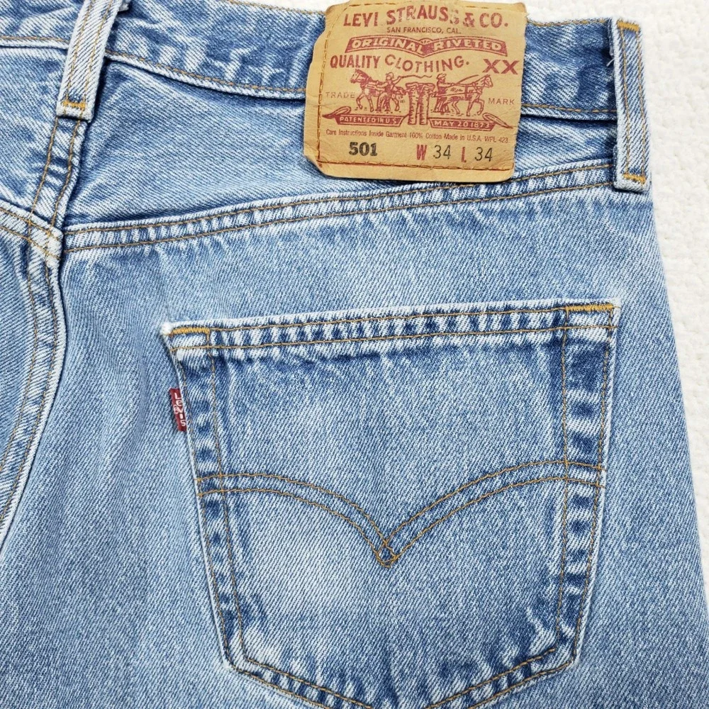 Levi's 501 Jeans Mens 34x34 Blue Vintage Factory 524 El Paso Texas USA Made